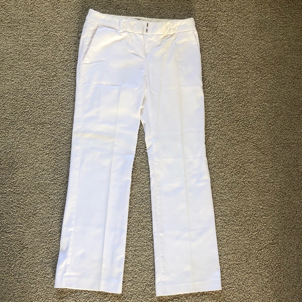 Tommy Hilfiger White Wide Leg Trousers Size 6 Stretch Cotton Workwear Preppy